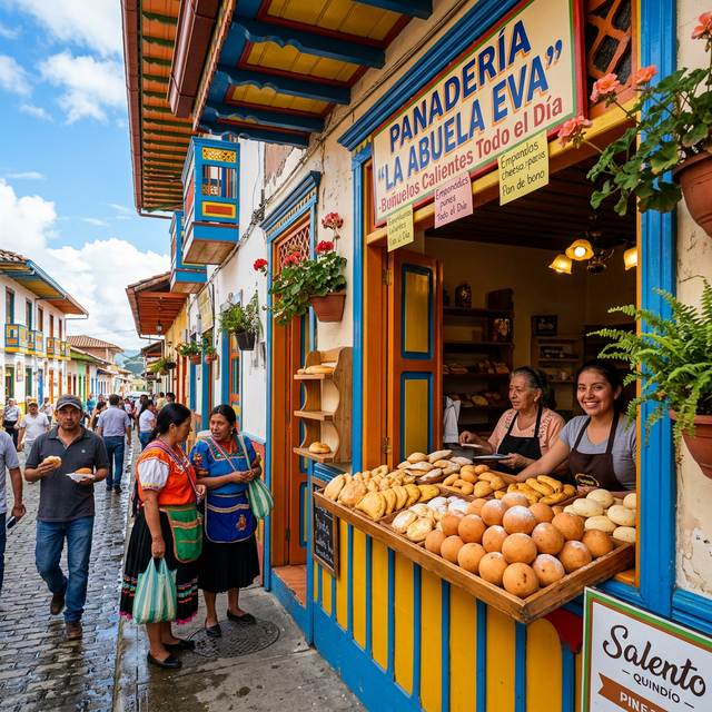 Charming colorful Colombian bakery in a town like Salento