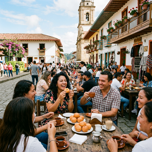Colorful buñuelo street cart
